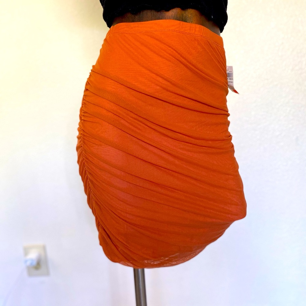 Brownish orange ruched skirt